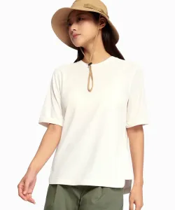 Защита от УФ-излучения, приятная на ощупь, быстросохнущая, боковой разрез, футболка с коротким рукавом.