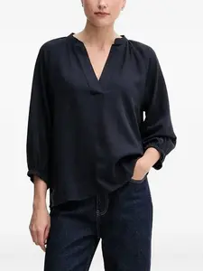 Топ с V-образным вырезом и рукавами-фонариками Gant, синий