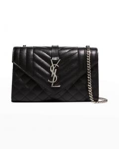 Маленькая кожаная сумка-сэтчел YSL с монограммой Saint Laurent