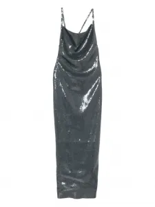 Платье с драпированным вырезом и бретелями Coperni, серый