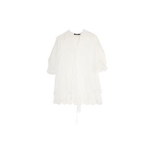 ELLE Рубашка женская белая с лацканами тонкая