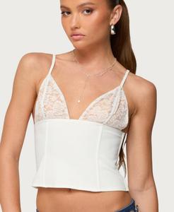 Женская блузка Keesha Lacey с V-образным вырезом и косточками Edikted, White