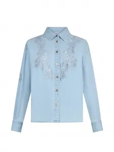 Джинсовая рубашка с кружевом LIU JO, синий