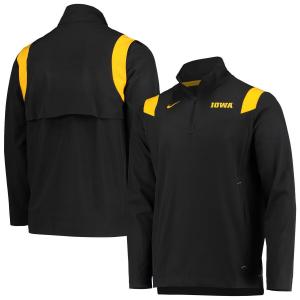 Мужская черная куртка Iowa Hawkeyes 2021 Team Coach с молнией до четверти Nike