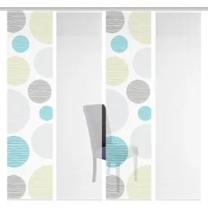 Шторка 4-ЗАВЕСОВ БОРДЮР На панельной каретке 4 шт., разм. ВxШ: 260x60, скользящая штора 4 шт. с цифровой печатью Vision S, синий/зеленый