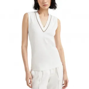 Ребристый вязаный жилет Brunello Cucinelli, белый