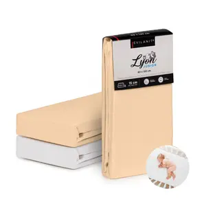 Простыня на резинке Lyon Junior из хлопка, 70x140, бежевая AD VITA