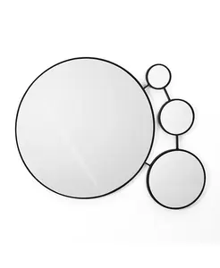 Круглое настенное зеркало в черной металлической раме Luxenhome, black