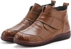 Женские зимние кожаные ботильоны с мягкой подошвой, противоскользящие, модные и удобные, повседневные теплые кожаные ботинки ZPPORDMR, Brown