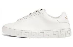 Кроссовки из тисненой кожи Greca VERSACE, белые