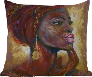 Подушка для улицы - Живопись - Масло - Золото - Женщина - 60x60 см - Устойчива к атмосферным воздействиям - Подушка для отдыха - Декор - Подушка для сна MuchoWow