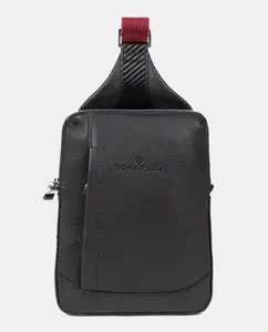 Мужская кожаная сумка-бандо черного цвета Scharlau, черный