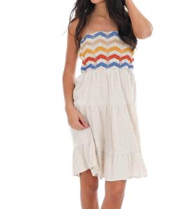 Платье Sophia без бретелек, связанное крючком, льняное, овсяного цвета Umgee, Oatmeal