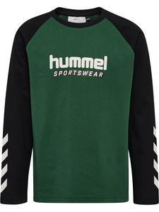 Детская футболка с длинным рукавом "Logo T-Shirt Longsleeve" зеленого цвета Hummel