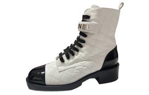 CHANEL Короткие женские ботинки Martin, белые, черные