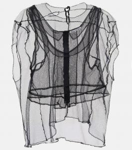 Топ из сетки с оборками Acne Studios, черный