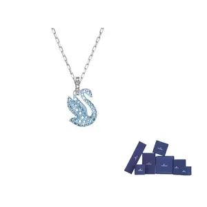 Swarovski Родированное ожерелье женское голубое