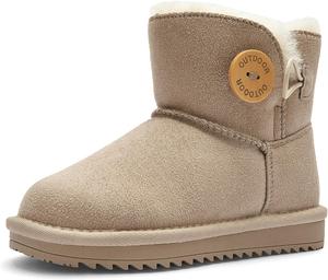 Balabala Водонепроницаемые зимние сапоги для девочек, теплые детские снежные сапоги, зимние сапоги для мальчиков, сапоги с искусственным мехом, замшевые походные сапоги, Light Gray