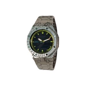 Часы Casio G-Shock Analog-Digital 2100 Series, арт. GA-2100-1A1, серебро/стразы/черно-зеленый