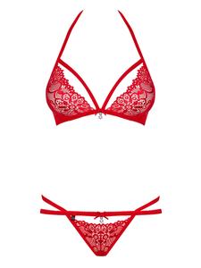 Obsessive Комплект белья Minimiser в красно-мраморном цвете