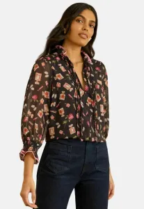 Блузка прямого кроя с вырезом-лодочкой и рукавами 3/4 Love & Roses, Black Cosmetic