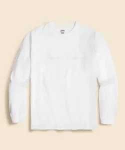 Футболка с длинными рукавами из плотного хлопкового трикотажа производства США с вышивкой логотипа