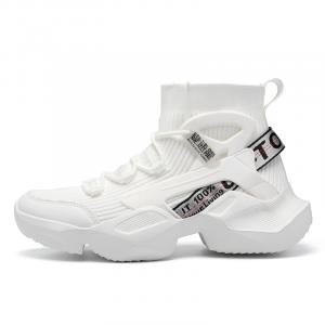 BIANSULONG Амортизирующее покрытие, увеличивающее высоту, противоскользящие, высокие, массивные кроссовки для мужчин, белые