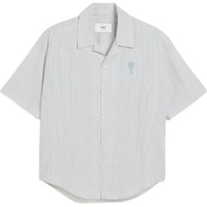 Рубашка Ami Paris с коротким рукавом в полоску AMIPARIS, светло-голубой