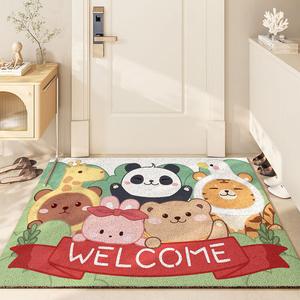 Dajiang Ковер 80х120 см для прихожей, грязеотталкивающий, с шелковой петлей для комфорта, дизайн Happy Duo