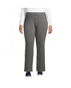 Брюки больших размеров с морской звездой, средней посадкой, прямые брюки с эластичной резинкой на талии Lands' End, серый