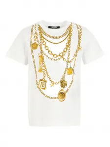 Футболка с принтом «цепь» Balmain Kids, белый