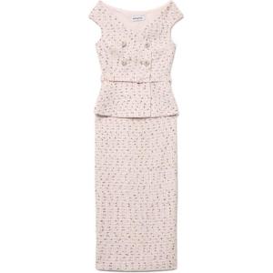 Self-portrait Женское платье-самоцвет без рукавов красный розовый смешанный цвет