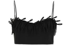 Кроп-топ с драпировкой и бантом GANNI, черный