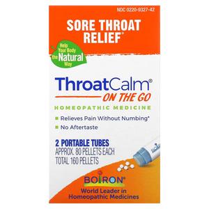 ThroatCalm On The Go, 2 портативных тюбика, по 80 гранул в каждом Boiron