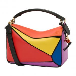 LOEWE Пазл классическая кожаная сумка через плечо, кроссбоди, женская сумка-труба красного, желтого и фиолетового цветов