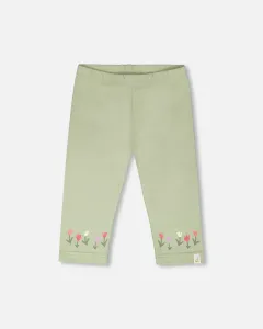 Брюки-капри Organic Cotton Jersey светло-зеленые цвета хаки Deux Par Deux