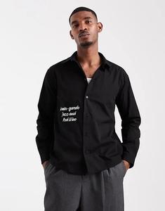 Свободная рубашка ASOS DESIGN черного цвета с текстовым принтом