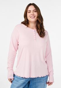 Топ Zizzi MIT KNÖPFEN UND WELLIGEN KANTEN, Parfait Pink/Light Pink