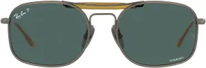 Солнцезащитные очки Ray-Ban Unisex Rb8062 Titanium Square, Demi Gloss Pewter/Light Blue Polarized