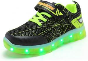 Светящиеся кроссовки BFOEL для мальчиков и девочек с зарядкой через USB, идеальный подарок на день рождения, День благодарения и Рождество, зеленый