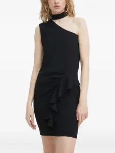 Мини-платье с оборками на одно плечо Kami Iro, черный