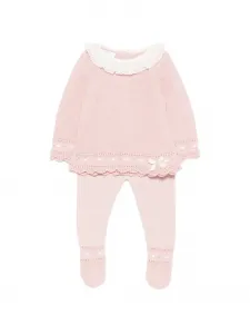 Вязаный комплект с кружевным воротником и брюками Paz Rodriguez, розовый