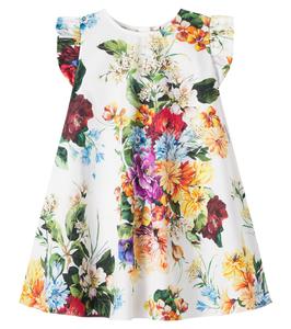 Цветочное платье из хлопкового поплина Dolce&Gabbana Kids, B.Fiori Cret. F.Bco