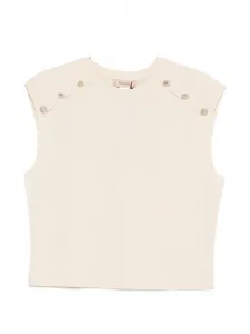 Топ с отделкой пуговицами Twinset, бежевый