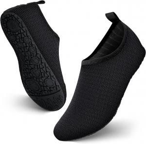 Водные обувь JOTO для женщин и мужчин, быстро сохнущие, дышащие аква-носки с гибкой нескользящей резиновой подошвой, легкие босоногие аква-носки для плавания, пляжа, йоги, упражнений, бассейна, кемпинга, снорклинга, серфинга, каякинга, черный