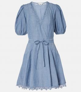 Камила мини-платье из хлопка с кружевной отделкой Ulla Johnson, Chambray