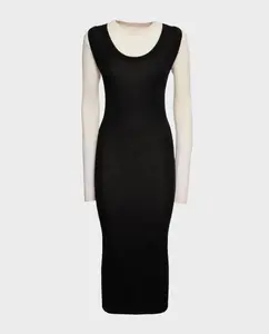 Платье с вышитым логотипом и круглым вырезом Marni, черный