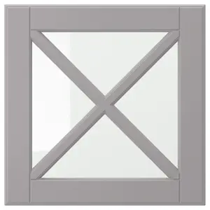 Стеклянная дверь, серая, 40x40 см, BODBYN IKEA