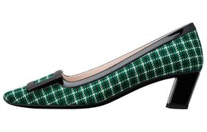 Roger Vivier Туфли-лодочки Belle Vivier на платформе с массивным каблуком 4,5 см, женские, черно-зеленые