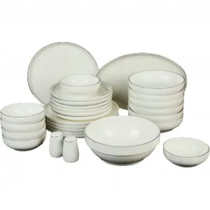 Набор посуды Mulex «Милан», (набор, 27 предметов), с серебряной каймой, каждое изделие уникально, цвет weiß mit Silberrand